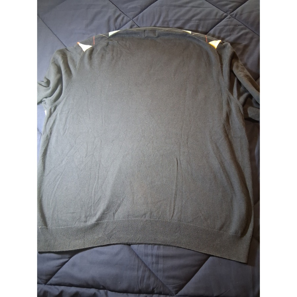 Brooks Brothers 346 Mens XXL Argyle V-Neck Sweater Cotton Cashmere Navy Blue - Picture 5 of 6